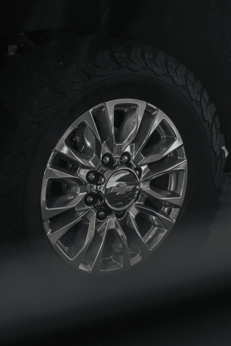 a close up of a tire on a car